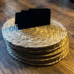 Set of 10 Woven Placemats & 5 Little Chalkboards. Like new